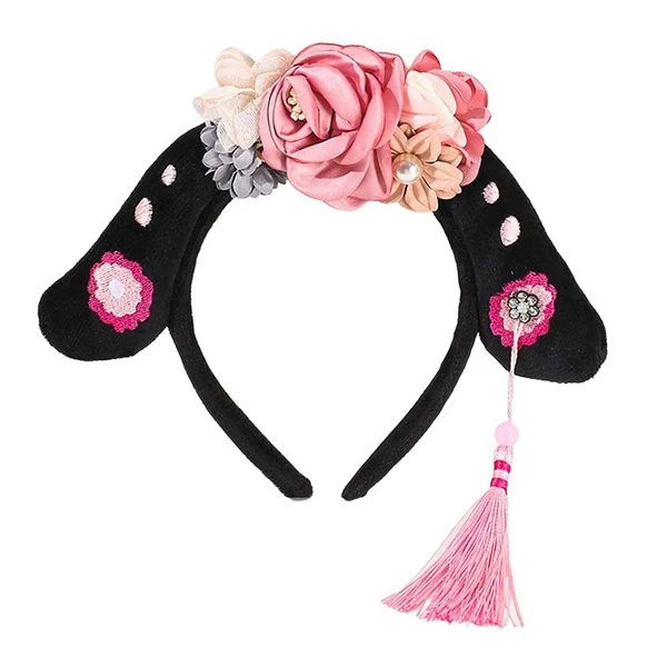World-Class Maxbell Chinese Ancient Headband Headpiece Dress up for Carnival Cosplay Photo Props Pink Rose Solid