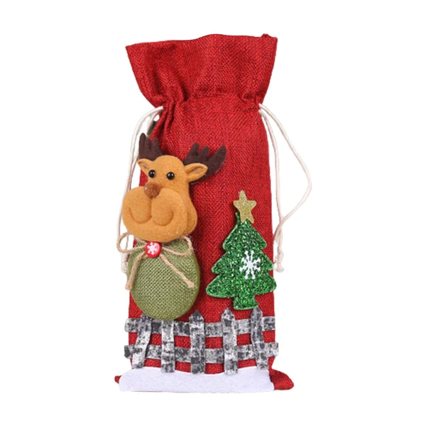 Detailed Maxbell Christmas Bottle Gift Bags Washable Reusable for Housewarming Gift Home Deer Minimalist