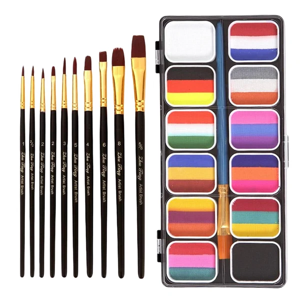 Carefully Designed Maxbell Painting Palette Makeup Kit Wood Handle Paint Brush Kids Face Body Paint Set Responsible