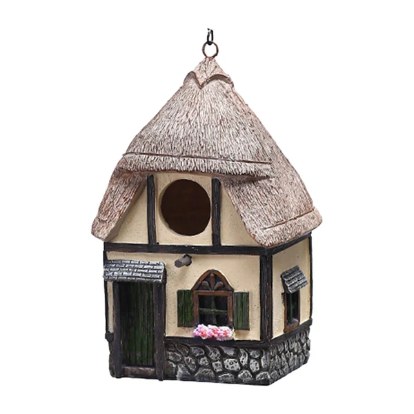Specialty Maxbell Resin Bird House Hanging Bird Nest for Outside Tree Decorations Straw Prestigious