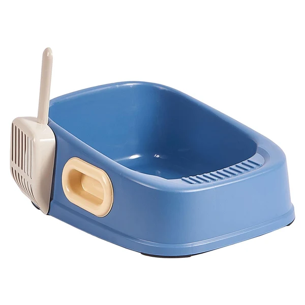 Convenient Maxbell Cat Litter Tray with Litter Spoon Cat Cleaning Bath Basin Deep Toilet Blue Secure