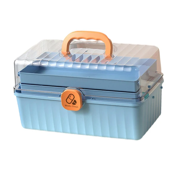 Relaxed Maxbell Storage Bin Portable Multilayer for Bathroom Cosmetic Sundries Blue Medium Natural