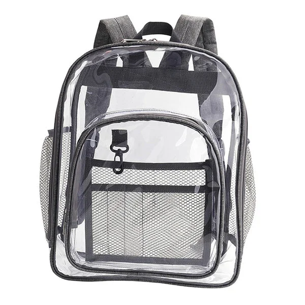 Premium Maxbell Transparent Book Bags Multifunction Clear PVC Backpack for Work Dark Grey Environmentally Friendly