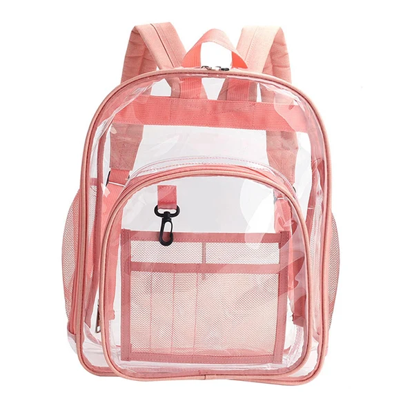 Selected Maxbell Transparent Book Bags Multifunction Clear PVC Backpack for Work Pink Crafted