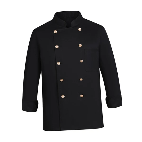 Eco-Friendly Maxbell Unisex Chef Uniform Fall Long Length Sleeve Chef Jacket for Restaurant Hotel XXXL Size Black Exclusive