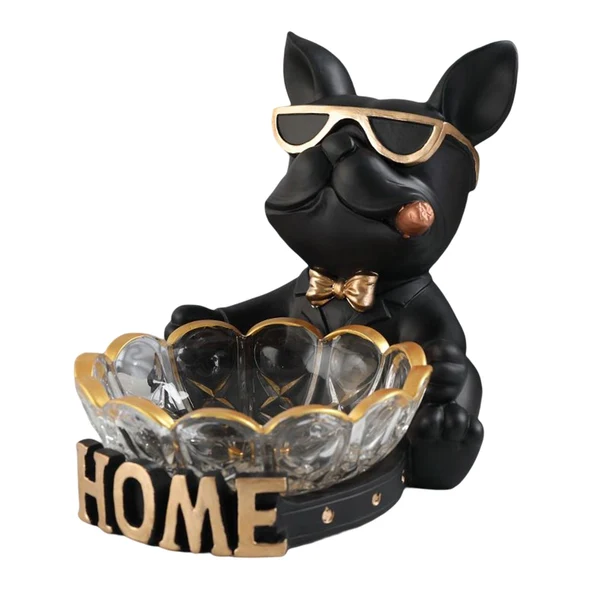 Certified Maxbell Dog Statue Figurine Storage Box Sculpture for Living Room Decor Black Next-Generation