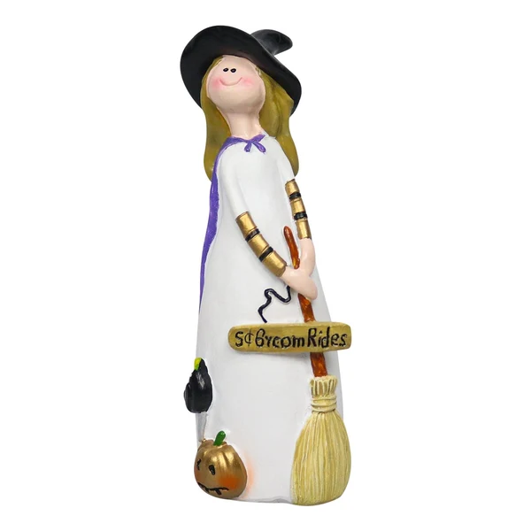 Elite Maxbell Halloween Witch Figurine Adorable Witch Statue for Holiday Party Decoration Broom Flexible