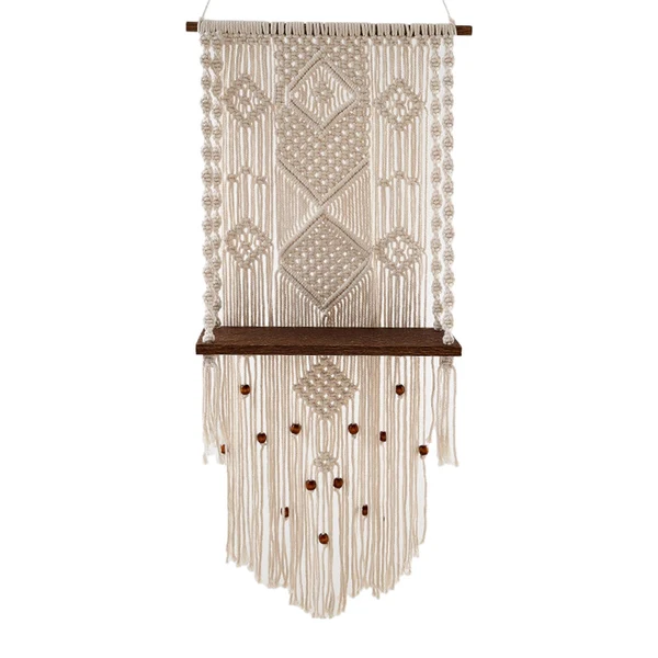 World-Class Maxbell Boho Wall Shelf Macrame Wall Decor Woven Rope Home Decor Bedroom Plant Durable