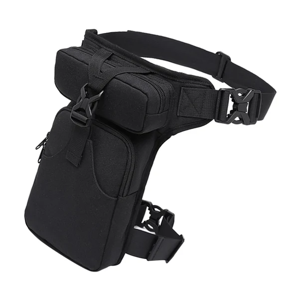 Maxbell Waist Leg Pouch Bag for Hiking Climbing Casual Daypack Stylish Black Solid
