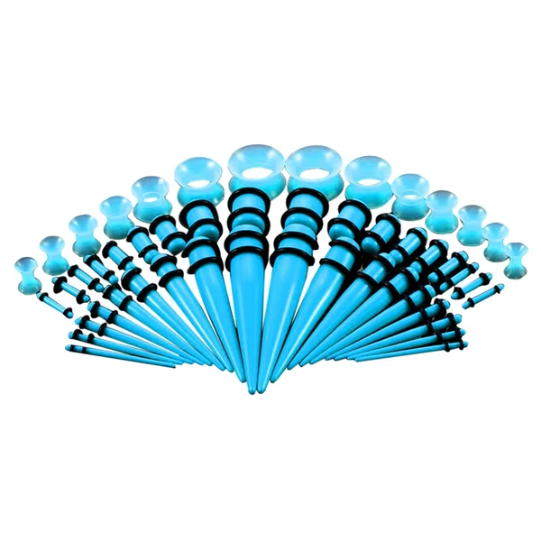 Unique Maxbell 50Pcs Gauges Kit Acrylic Taper Plug Tunnels 14G-00G Dark Blue High-Performance