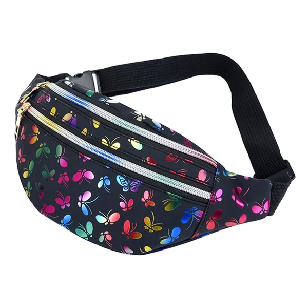 Stylish Maxbell Waist Pack with Adjustable Belt Shoulder Bag Lightweight for Travel Black Reusable