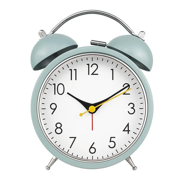 Trendy Maxbell 4 inch Twins Alarm Clock Silent with Backlight for Bedside Students Green Consistent