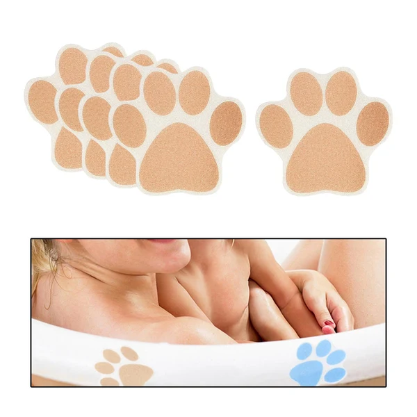 Certified 5Pcs Nonslip Bathtub Stickers Non Skid Dog Paw Print Bath Tub Brown Small Secure