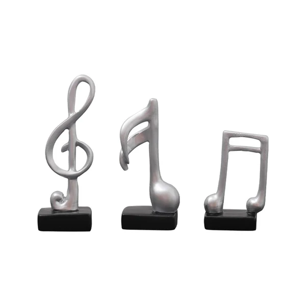 Breathable Maxbell 3Pcs Creative Music Symbol Ornament Resin Sculpture for Office Souvenirs Silver Excellent