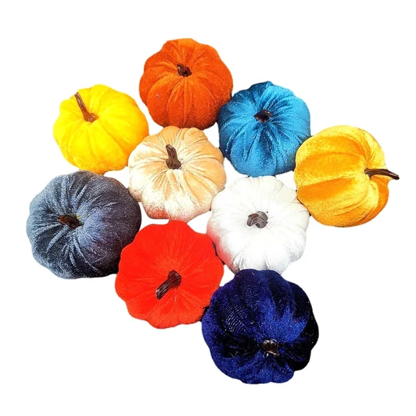 Artisan Maxbell Mini Artificial pumpkin Decorations Autumn Prop Halloween Large Flannel 9PCS Certified