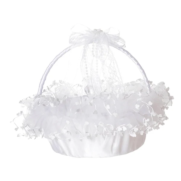 Exceptional Maxbell Flower Girl Basket Bowknot Flower Candy Baskets 8'' x 8'' Decor for Holiday White Superior