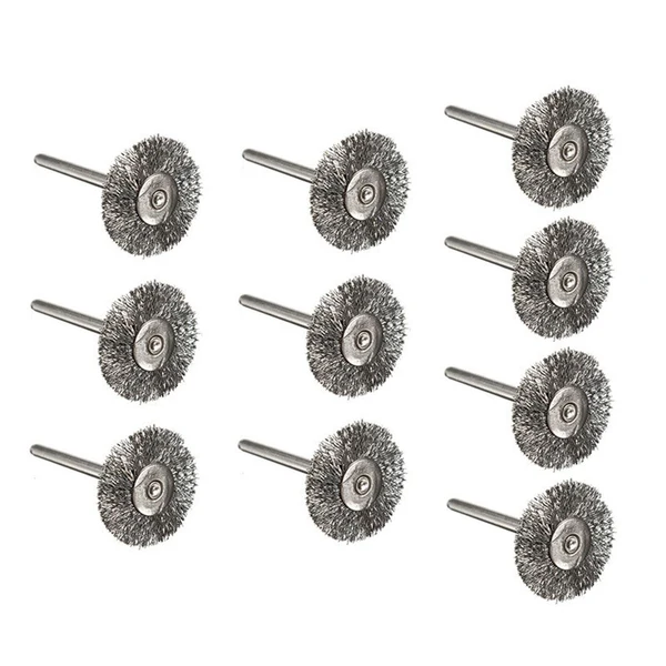 Official Maxbell 10Pcs 2.2cm Steel wire Brush Metal Derusting Brush Accessory Advanced