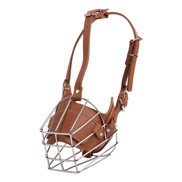Elite Maxbell Pet Muzzle for Dog Anti Bite Anti Bark Cage Metal Mask Adjustable Straps Brown L Innovative
