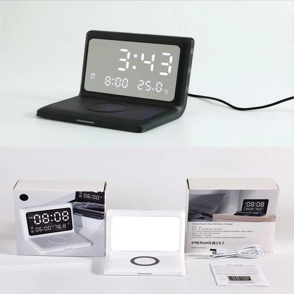 Advanced Maxbell Digital Alarm Clock Charging Touch Button Dimmer Fast Charging for Desk White Unique