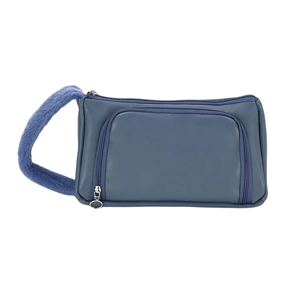 Premium Material Maxbell Portable Travel Toiletry Bag Zipper Pouch Handbag PU Leather Women Girls blue Eco-Friendly