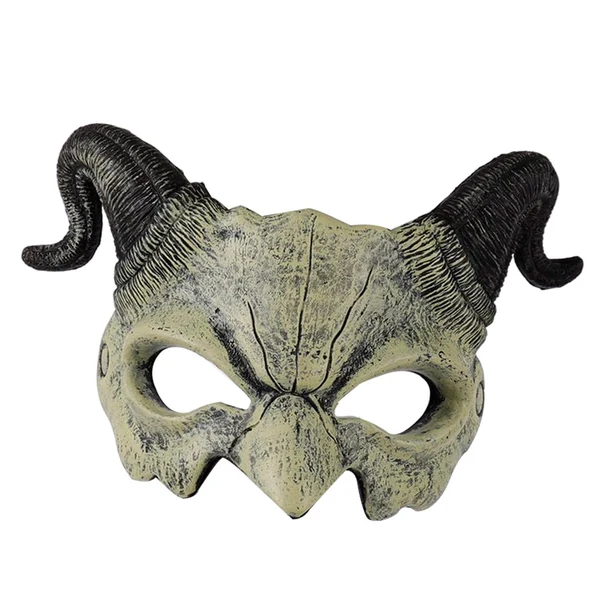 Top-Quality Maxbell Horn Mask Half Face Decoration Accessories Halloween Carnival Props White Fashionable