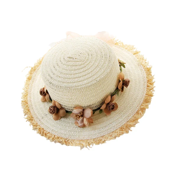Eco-Friendly Maxbell Women Summer Straw Caps Foldable Party hat Protection for Beach Outdoor Milky Top-Quality