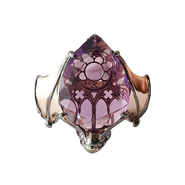 Premium Material Maxbell Women Vintage Bat ring Purple Artificial Gemstone Ring Jewelry Diameter 1.89cm Prestigious
