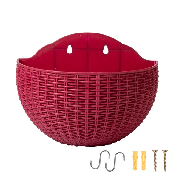 Contemporary Maxbell Modern Wall Planter Self Watering Pot Plant Hanger for Floral Indoor Outdoor Wine Red Premium Material