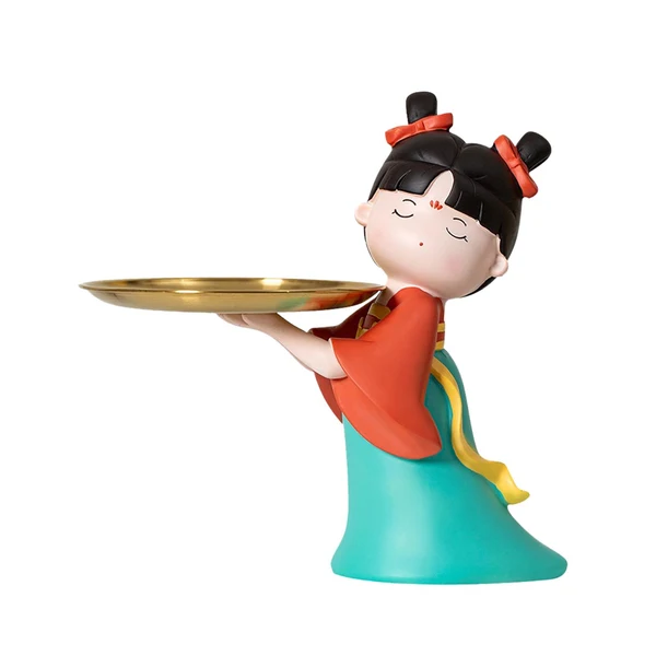 Smooth Maxbell Elegant Chinese Girl Statue Storage Tray Ornaments Organizer Multipurpose Green Fast
