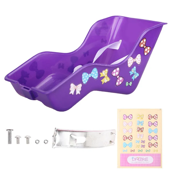 High-Grade Maxbell Doll Seat Basket with Safely Belt Decor Gift with Decal for Kids Bicycle Purple Traditional