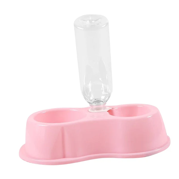 Organic Maxbell Pet Cat Double Bowl Feeder Automatic Water Dispenser Bottom Non Slip Durable Pink Convenient