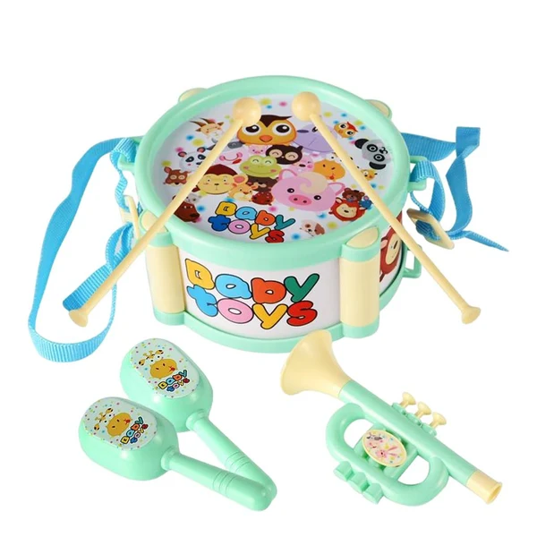 Efficient Maxbell Kids Drum Toy Music Instrument Kit Early Learning Education Toy Green High-Grade