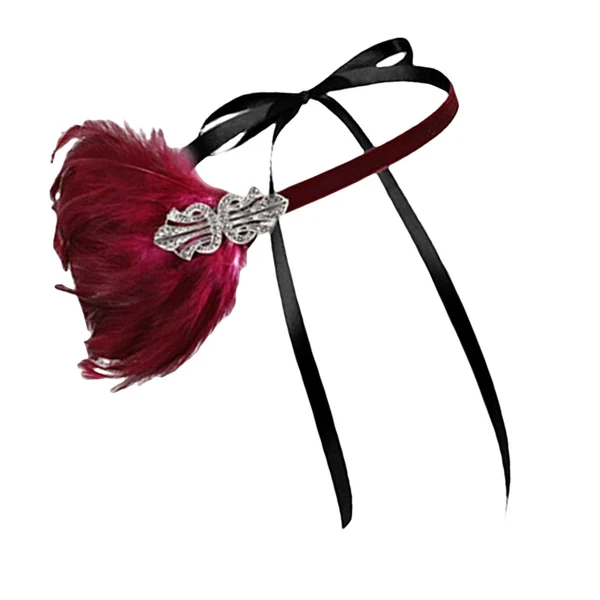 Fast Maxbell 1920S Feather Headband Feather Headpiece for Theme Party Performances Stage 1 Piece Wine Red High-Performance