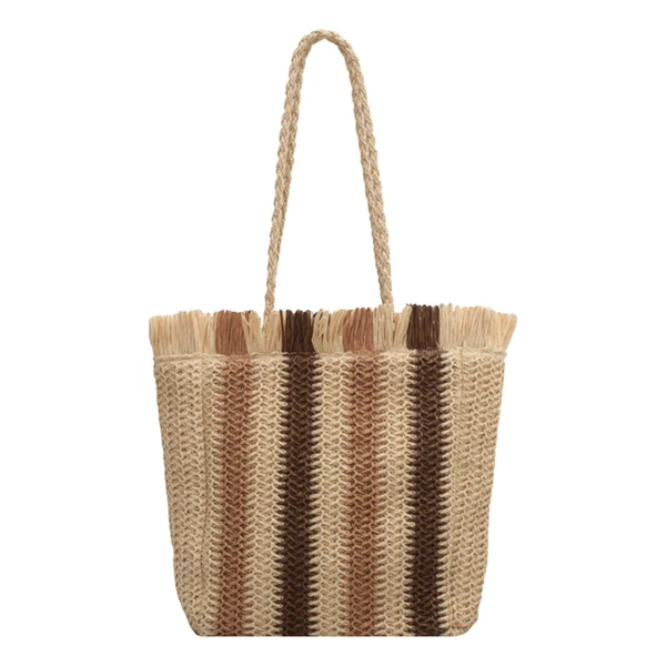 High-Performance Maxbell Women Woven Bag Tote Weaving Casual Straw Shoulder Bag Handbag Travel Beige Contemporary