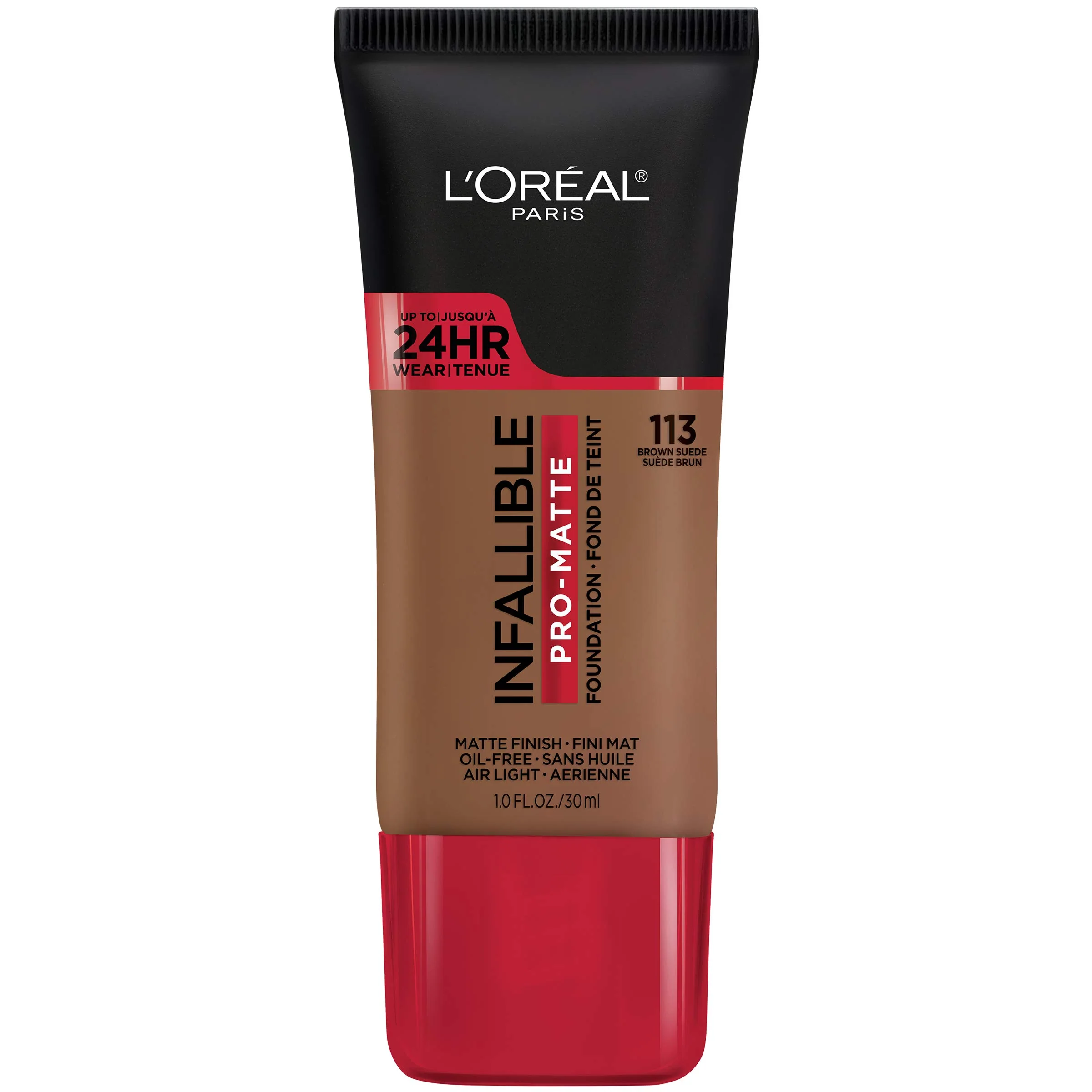 Natural L'O Paris Cosmetics Makeup Infallible Pro-Matte Liquid Longwear Foundation Brown Suede 1 fl oz. Pure