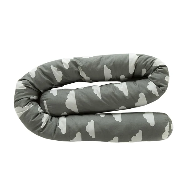 Detailed Maxbell Cotton Snake Shaped Long Pillow Cushion For Crib and Bed Gray Clouds Smooth