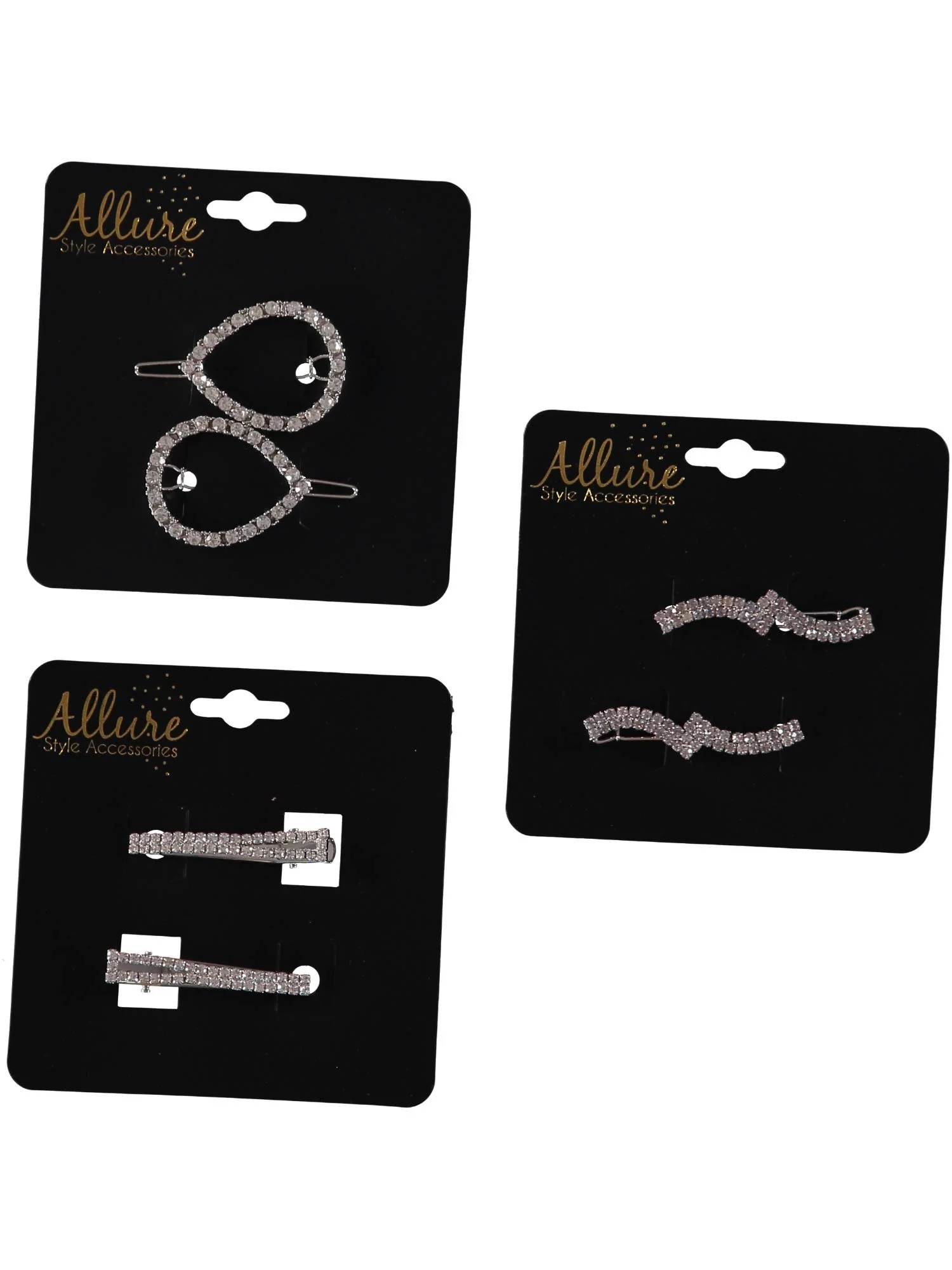 Crafted Allure Women's Glass Rhinestone Hair Salon Clips 3-pack Reusable