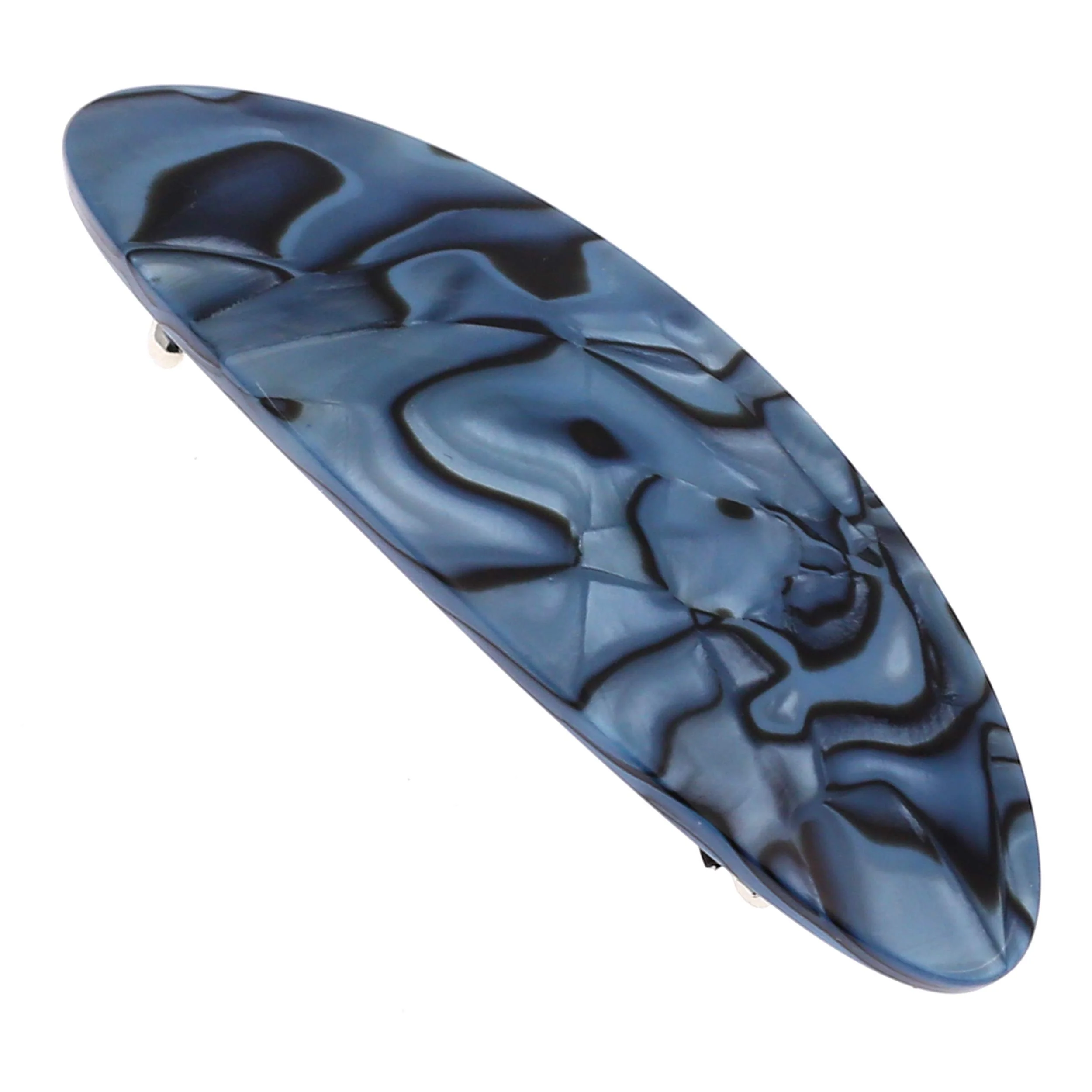 Elegant Camila Paris CP2984 French Hair Barrette Clip Handmade Oval Blue Strong Hold Grip Hair Clips for Women No Slip Rubberized Metal Closure Durable Premium Material