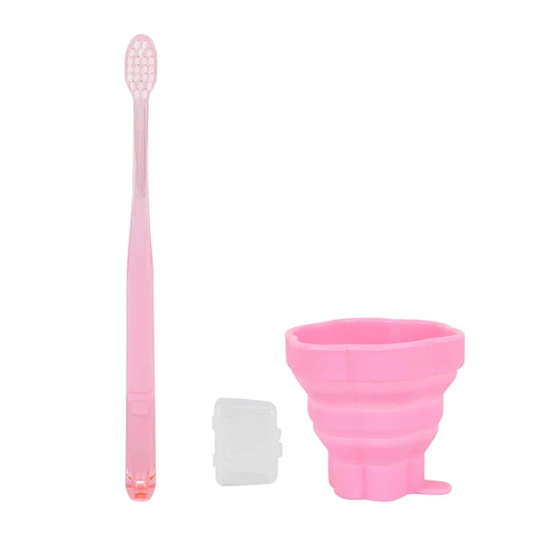 Contemporary Maxbell Reusable Silicone Expandable Collapsible Travel Cup with Toothbrush Pink Original Design
