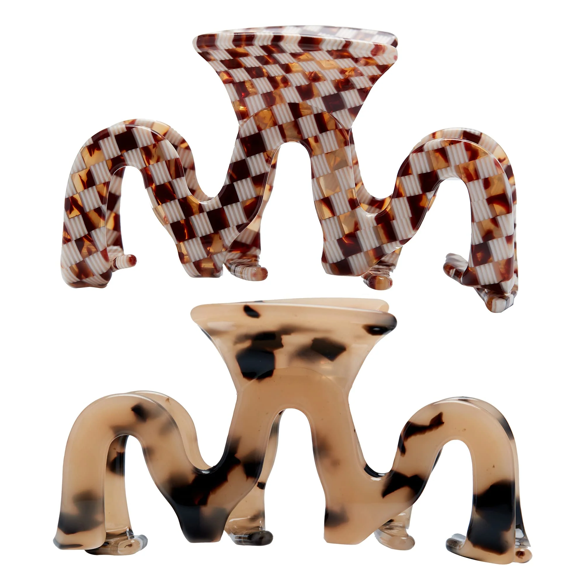 Sustainable Large Tortoise Shell Claw Clip 3.5 Inch Cellulose Acetate Hair Claw Clips Checkered Hair Claw Clips French Design Hair Jaw Clamp for Women Ladies 2 Refined
