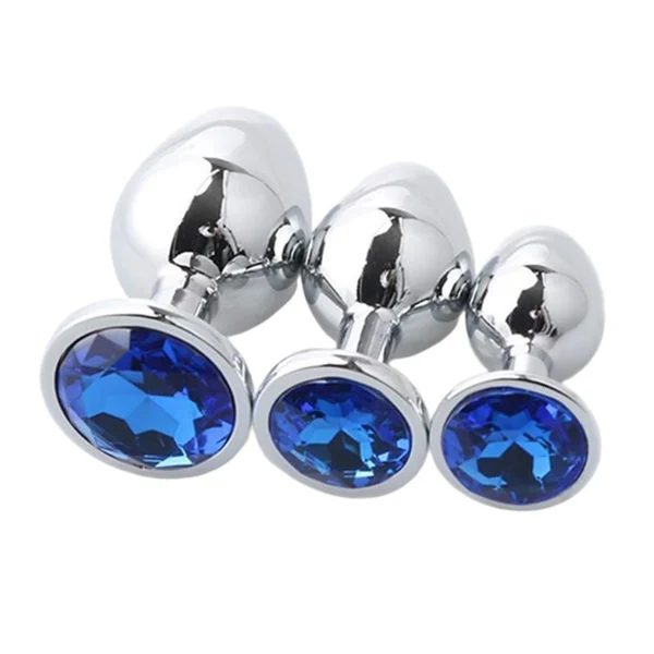 Original Maxbell Stainless Steel Weights Plug Anal Stopper Jeweled Adult Toys Dark Blue Secure