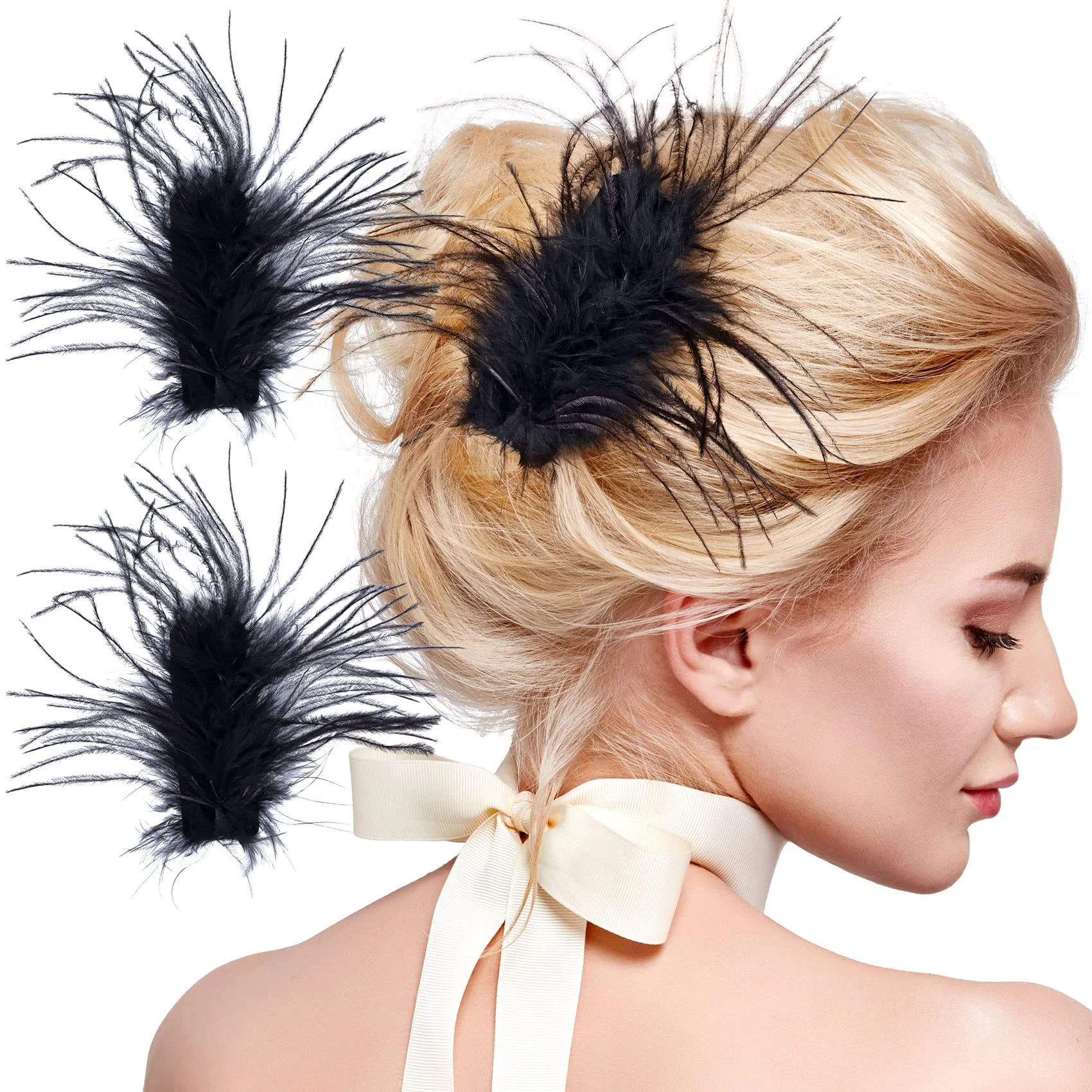 Consistent OIIKI 2Pcs Black Ostrich Hair Clip Feather Hairgrip Retro Hair Jewelry Accessories for Women Bride Party Festival Valentine Wedding Engagement Certified
