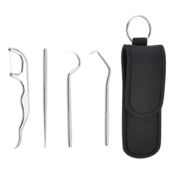 Unique Maxbell Toothpicks Pocket Set Reusable with Holder Metal Toothpicks Set of 5 Soft