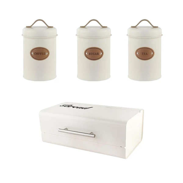 Relaxed Maxbell Food Storage Container with Lids Bread Bin for Farmhouse Counter Decor White Long-Lasting