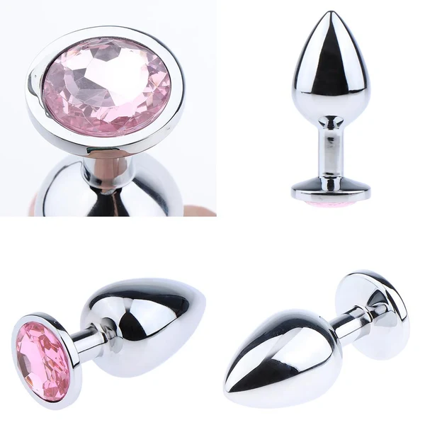 Selected Maxbell Fashion Crystal Metal Backyard Plug Anal Sex Toy Vaginal Massager S Pink First-Class