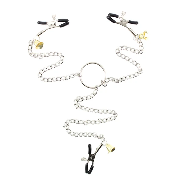 Reliable Maxbell Women Nipple Breast Clamps Metal Chain Clips Adults Flirt Silver with bells Smooth