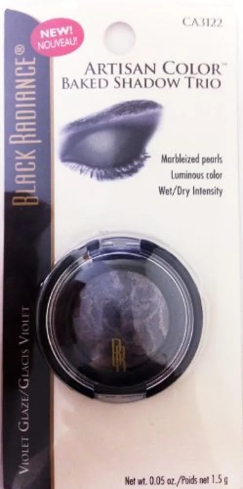 Black Radiance Artisan Color Baked Eyeshadow Trio Marbleized Pearls Luminous Color Wet dry Intensity Ca3122 Violet Glaze Consistent