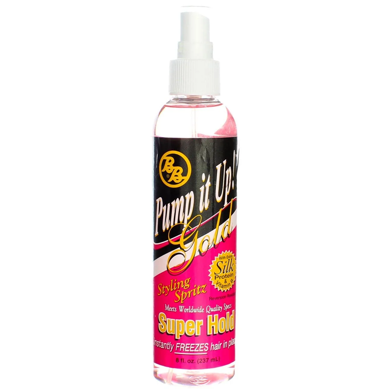 Smart Bronner Bros Pump It Up Spritz Gold Super Hold 12 x 8 oz Silk Protein Panthenol Medium Deep Gold Professional