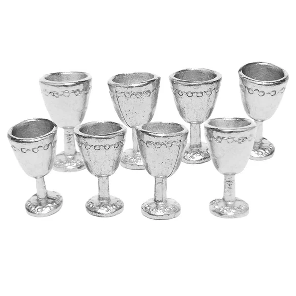 Verified Maxbell 8xWine Glass Goblet Simulation Furniture for Miniature Dollhouse Accs Silver Fast