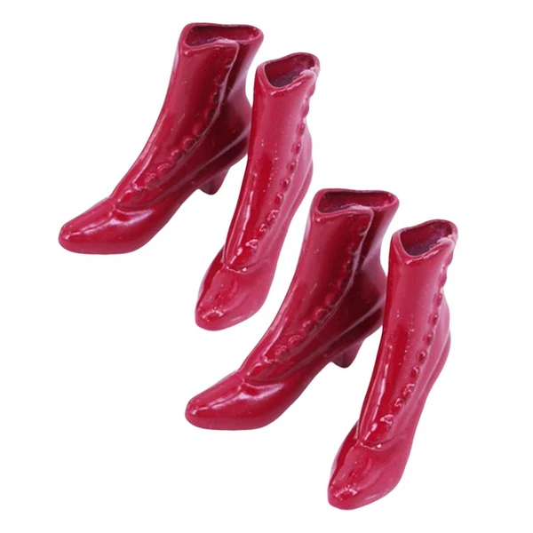 Unique Maxbell 2Pairs of Plastic Dolls Ankle Boot Shoes for 1 12 Woman Figures Accs Red Smooth
